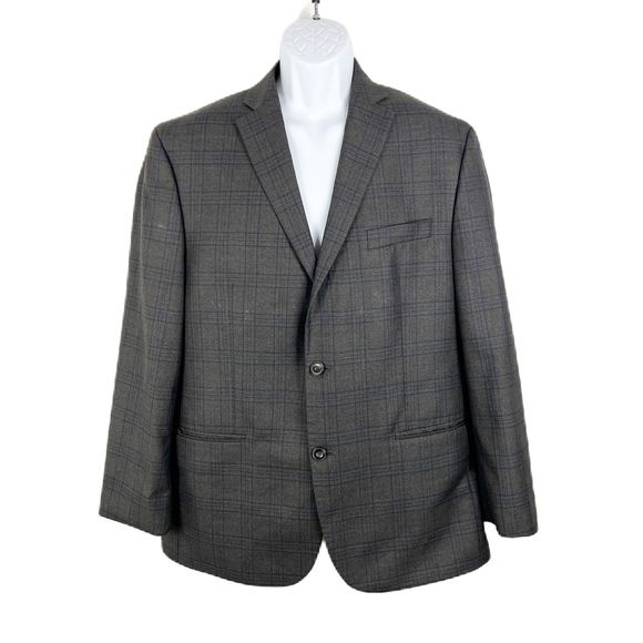 Michael Kors Sports Coat Men 44R Brown Plaid Button Up Suit Blazer Jacket Formal